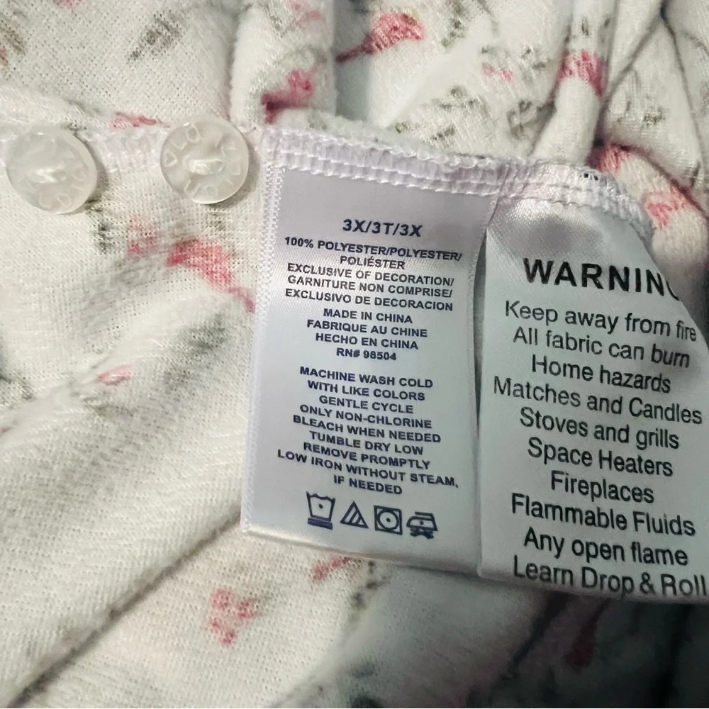 Lanz of Salzburg Long Sleeve Cardinal Print Fleece Nightgown 3X - Picture 7 of 7